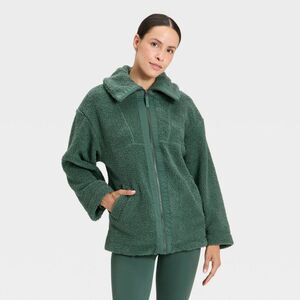All In Motion - Women's High Pile Jacket - All In Motion Dark Gree Green